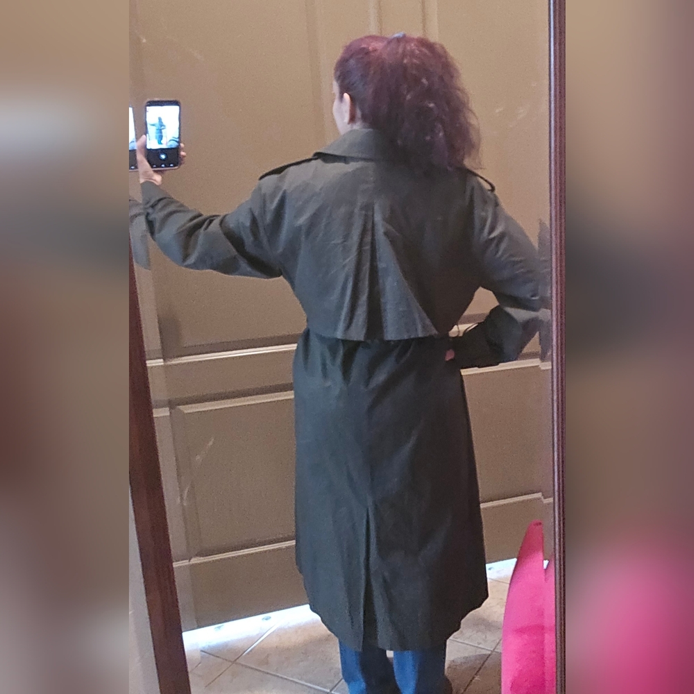 Women's Banana Republic Olive Double-Breasted Trench Coat - Picture 3 of 7